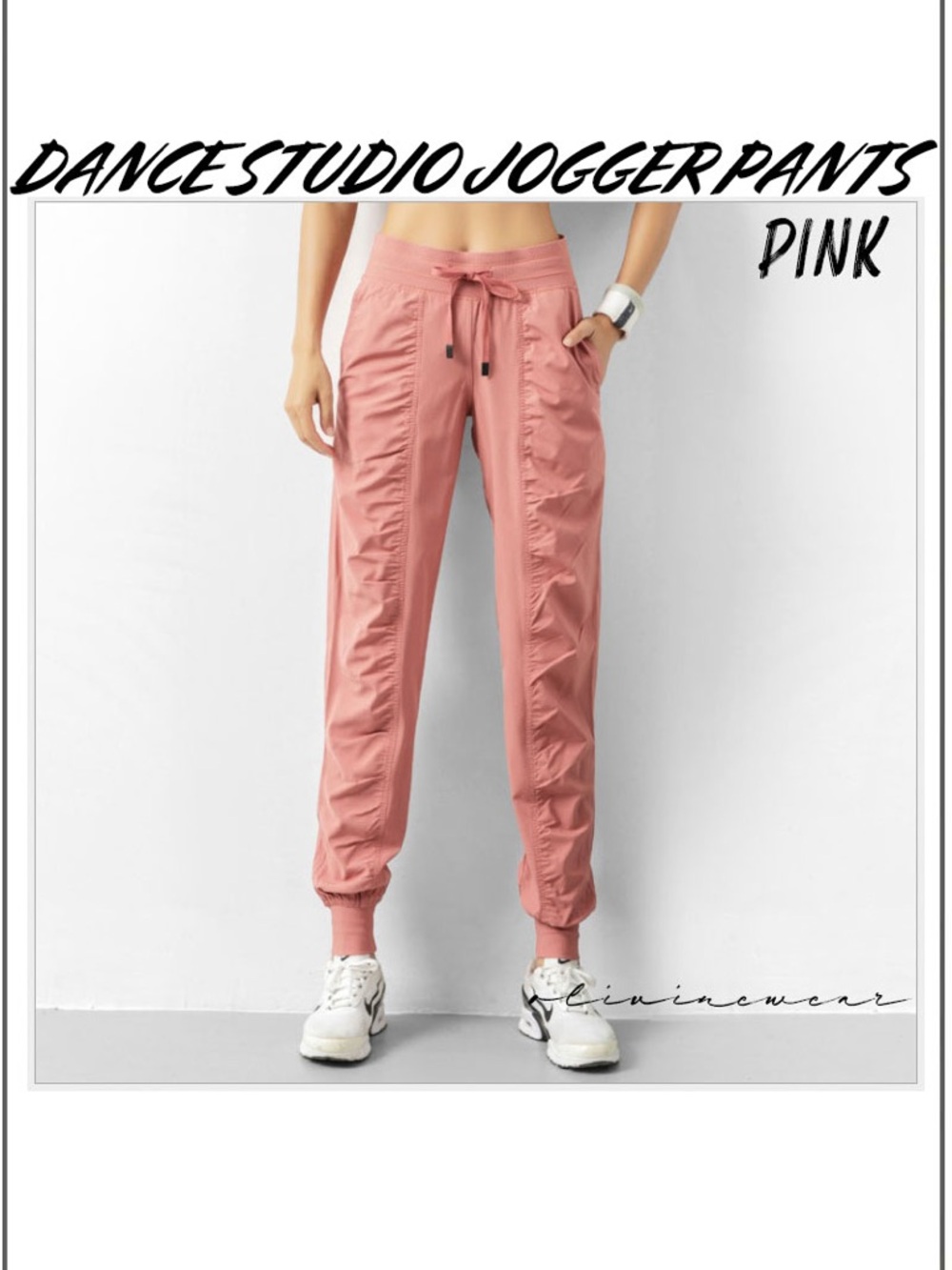 Olivine Wear  Drawstring Light weight ankle Dance Joggers Pants Pink